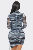 Print Mesh Mini Dress - Stormyjay