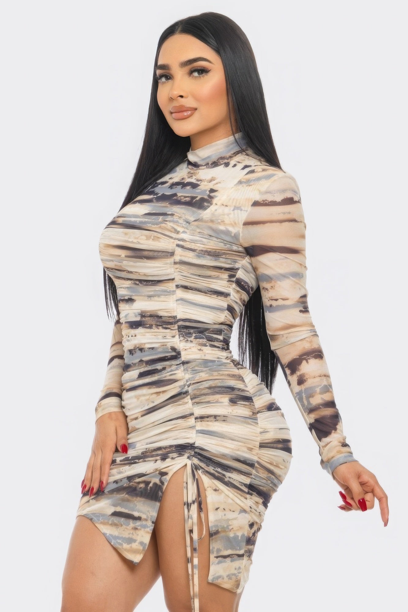 Print Mesh Mini Dress - Stormyjay