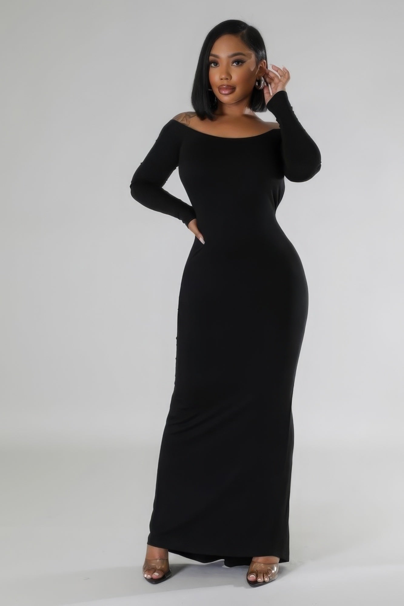 Long Sleeves Stretch Dress - Stormyjay