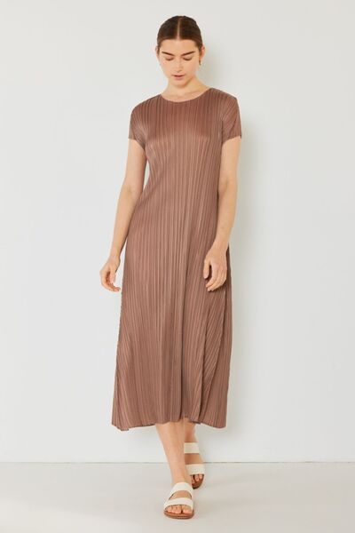 Marina West Swim Pleated Cap Sleeve A-Line Dress - Stormyjay