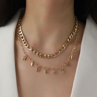 Double-Layered Alloy Necklace 1-Piece