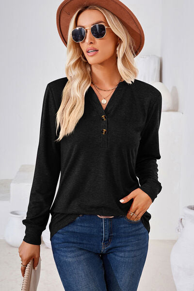 Notched Long Sleeve T-Shirt - Stormyjay