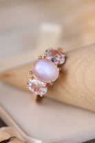 High Quality Natural Moonstone 925 Sterling Silver Three Stone Ring - Stormyjay