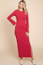 Culture Code Full Size Round Neck Bodycon Bell Maxi Dress - Stormyjay