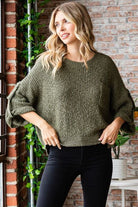 Veveret Round Neck Roll-Up Sweater - Stormyjay