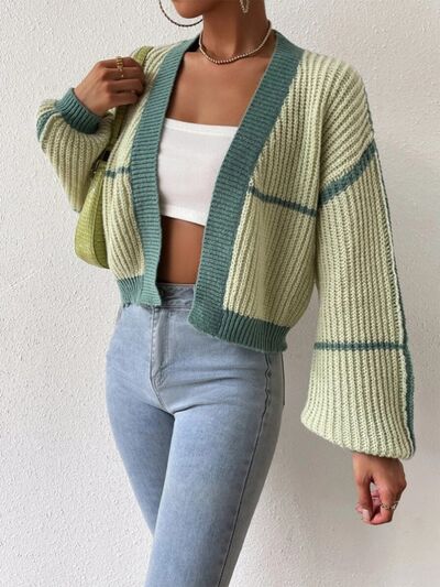 Open Front Dropped Shoulder Cardigan - Stormyjay