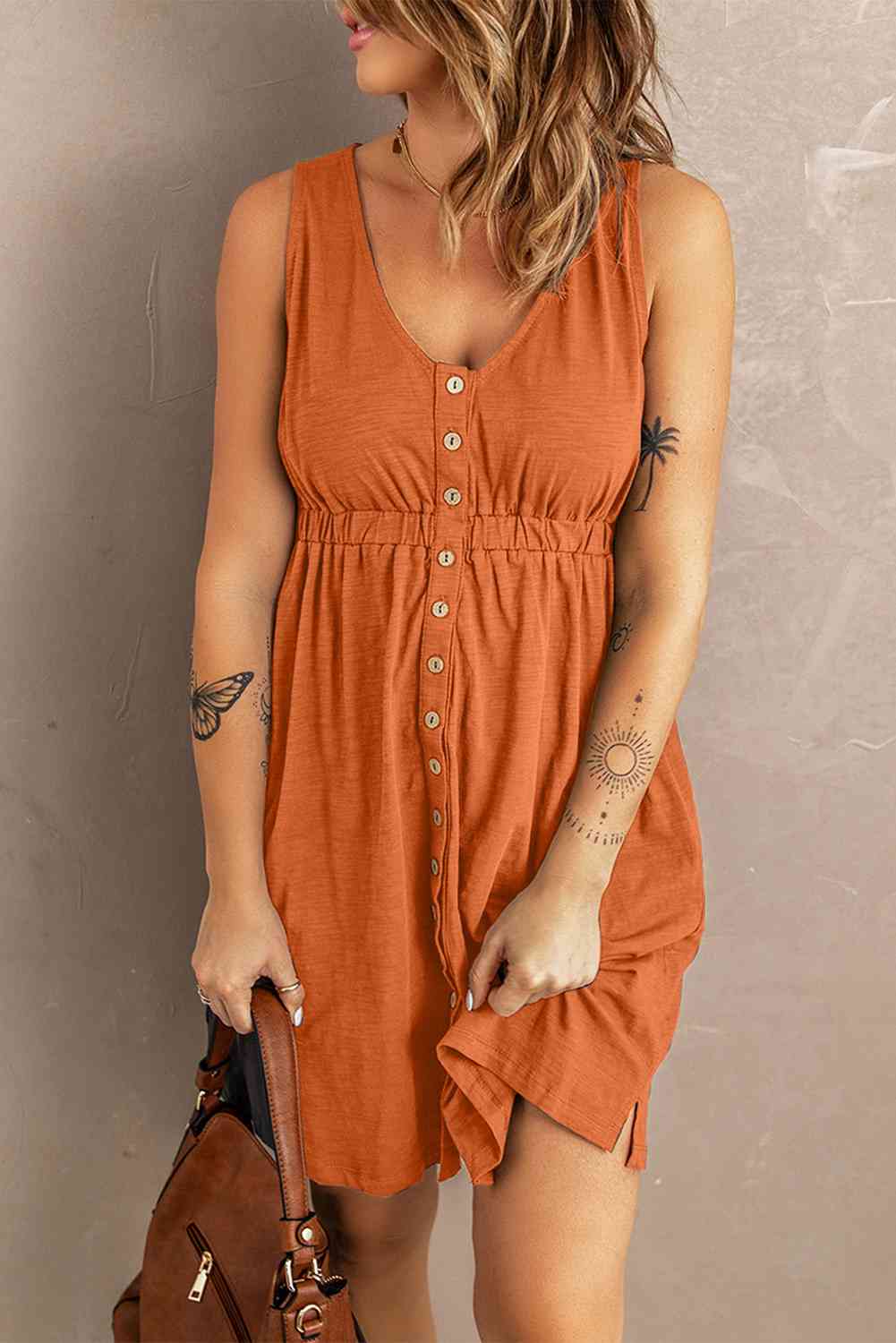 Sleeveless Button Down Mini Magic Dress - Stormyjay