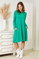 Zenana Full Size Long Sleeve Flare Dress with Pockets - Stormyjay