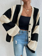 Striped Button Up Cardigan - Stormyjay