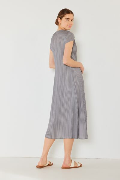 Marina West Swim Pleated Cap Sleeve A-Line Dress - Stormyjay