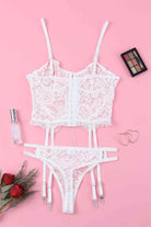 Lace-Up Frill Trim Lingerie Set - Stormyjay