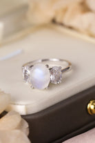 High Quality Natural Moonstone 925 Sterling Silver Three Stone Ring - Stormyjay