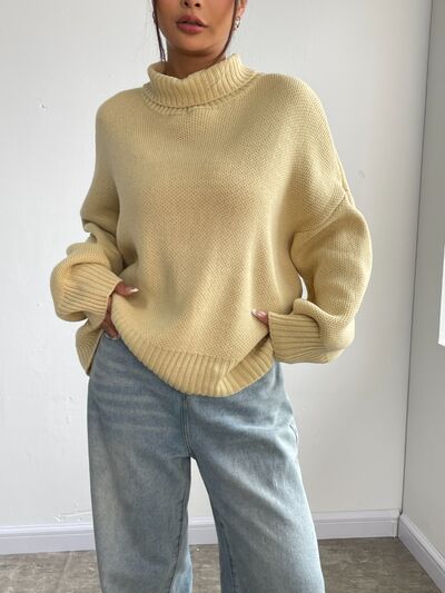 Turtleneck Dropped Shoulder Sweater - Stormyjay