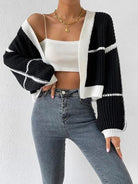 Open Front Dropped Shoulder Cardigan - Stormyjay