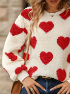 Fuzzy Heart Dropped Shoulder Sweatshirt - Stormyjay