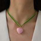 Heart Pendant Velvet Rope Choker Necklace