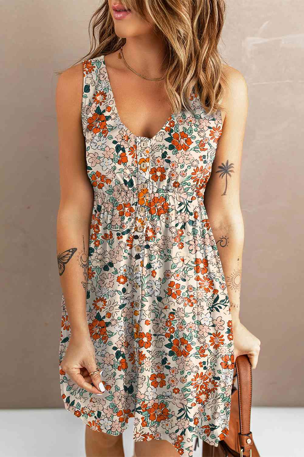 Printed Button Down Sleeveless Magic Dress - Stormyjay