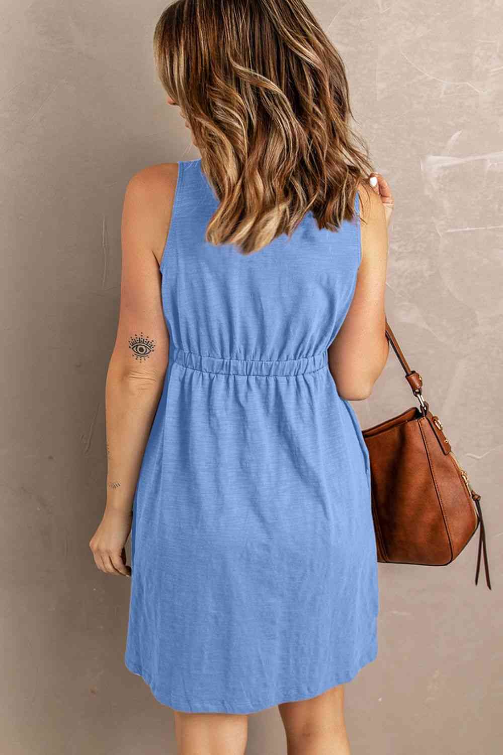 Sleeveless Button Down Mini Magic Dress - Stormyjay