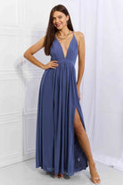 OneTheLand Captivating Muse Open Crossback Maxi Dress - Stormyjay