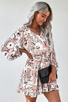 Floral Balloon Sleeve Ruffle Hem Dress - Stormyjay