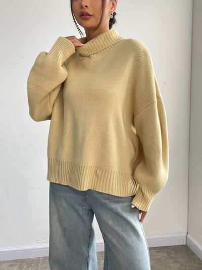 Turtleneck Dropped Shoulder Sweater - Stormyjay