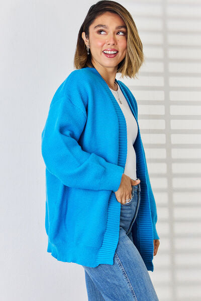 Open Front Dropped Shoulder Cardigan - Stormyjay