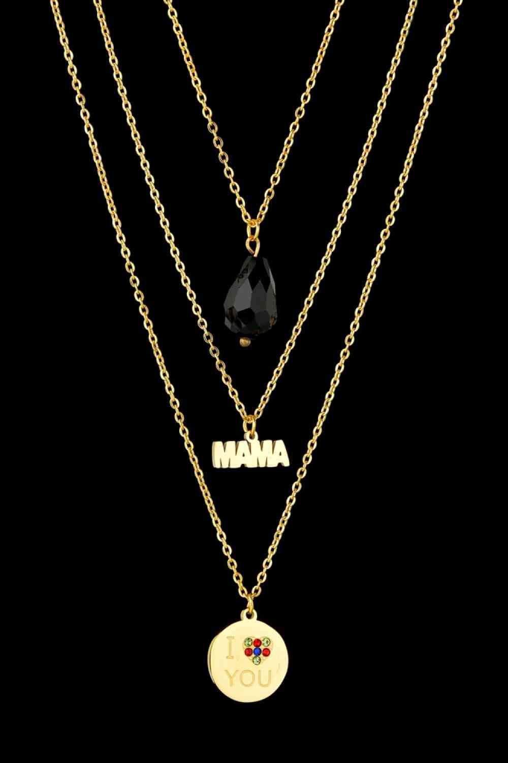 Triple-layer MAMA I LOVE YOU 18K gold-plated Pendant Combo Deal