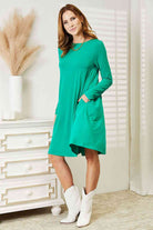 Zenana Full Size Long Sleeve Flare Dress with Pockets - Stormyjay