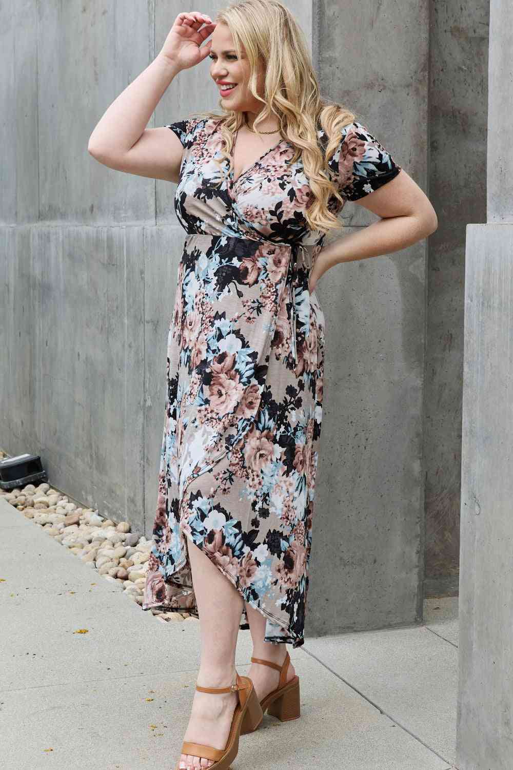 Heimish Give Me Roses Full Size Floral Maxi Wrap Dress - Stormyjay