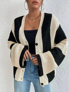 Striped Button Up Cardigan - Stormyjay