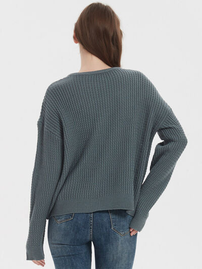 Notched Dropped Shoulder Sweater - Stormyjay