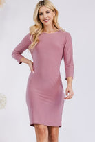 Celeste Full Size Round Neck Long Sleeve Slim Dress - Stormyjay