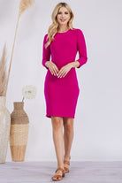 Celeste Full Size Round Neck Long Sleeve Slim Dress - Stormyjay