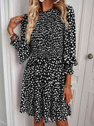 Printed Puff Sleeve Smocked Dress - Stormyjay