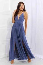 OneTheLand Captivating Muse Open Crossback Maxi Dress - Stormyjay