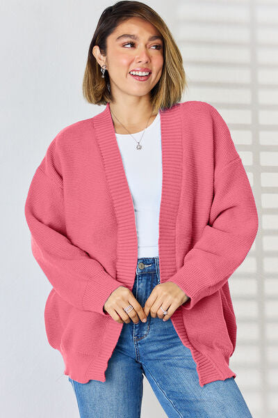 Open Front Dropped Shoulder Cardigan - Stormyjay