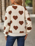 Fuzzy Heart Dropped Shoulder Sweatshirt - Stormyjay