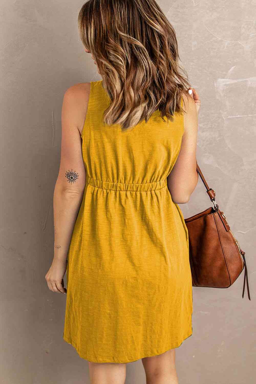 Sleeveless Button Down Mini Magic Dress - Stormyjay