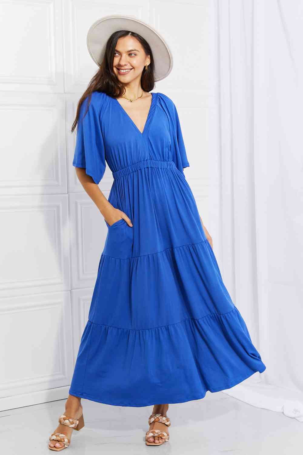 Culture Code Full Size My Muse Flare Sleeve Tiered Maxi Dress - Stormyjay