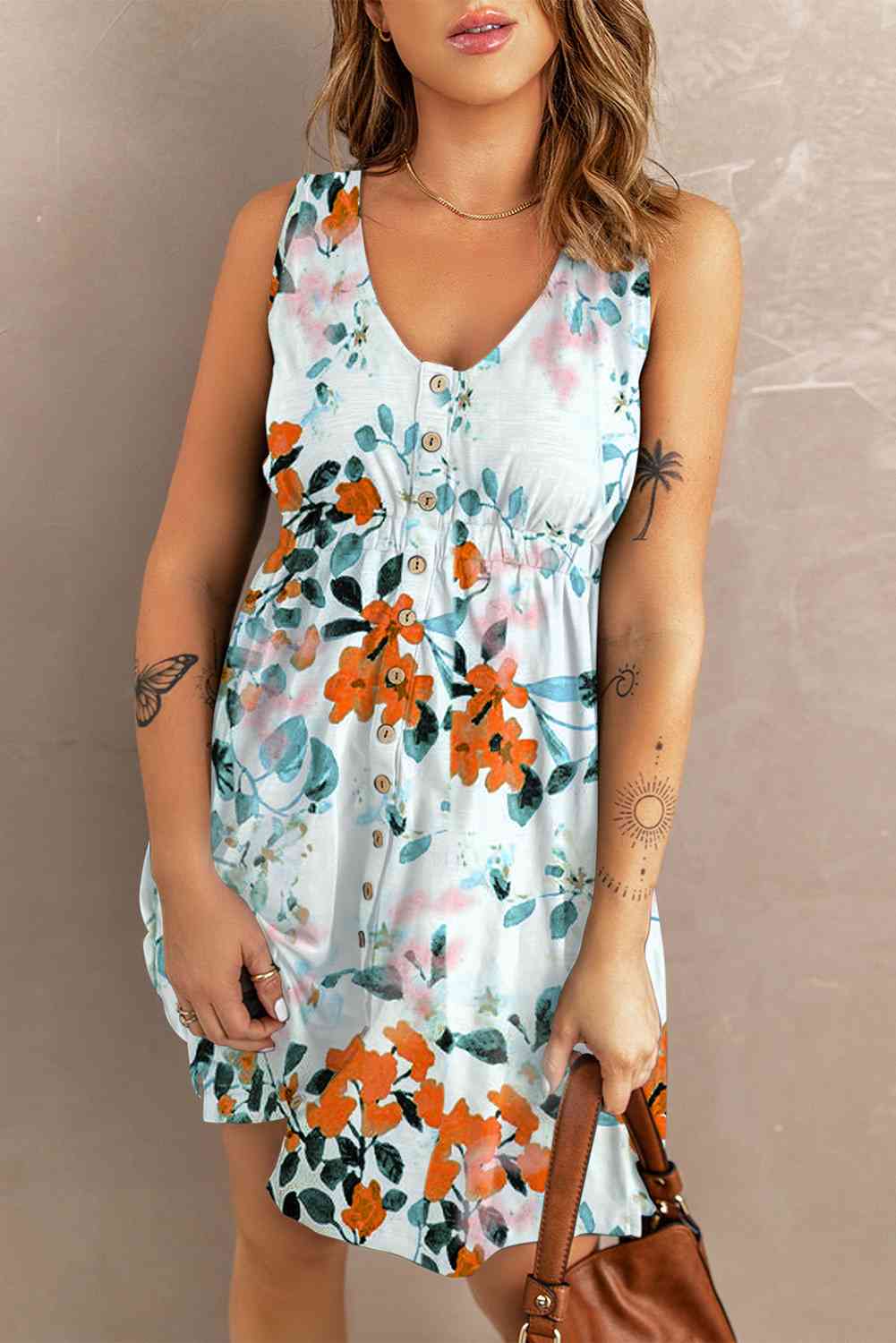 Printed Button Down Sleeveless Magic Dress - Stormyjay